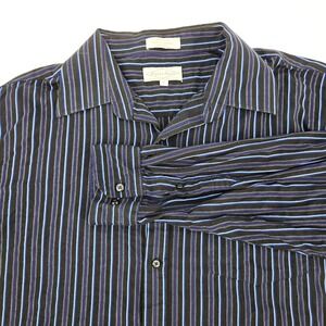 Eighty Eight Vintage Y2K Blue Black Stripe 100% Cotton Shirt XL EUC Cyber-Grunge